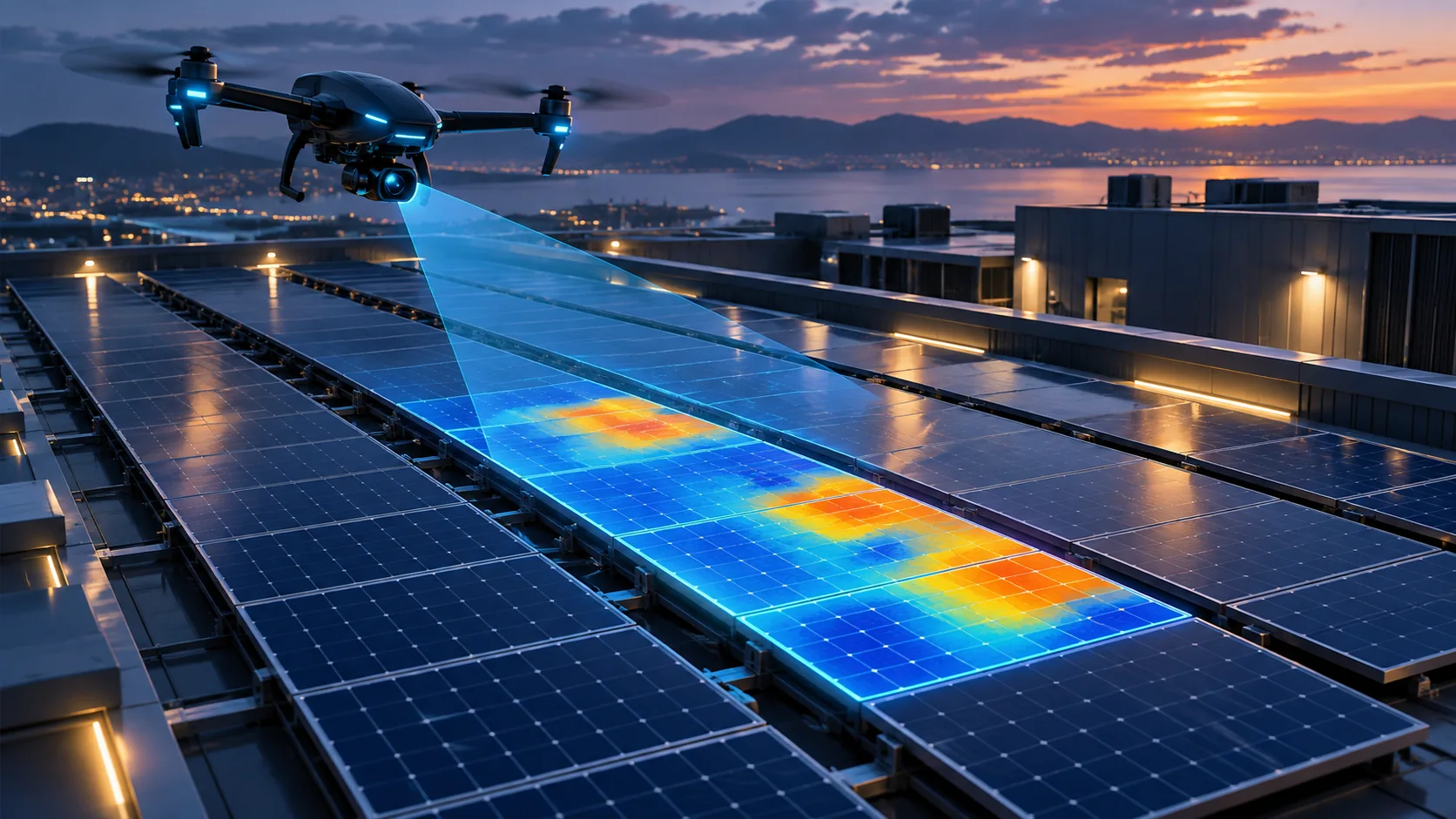 AI-generated solar & thermal inspection support concept; not a captured project