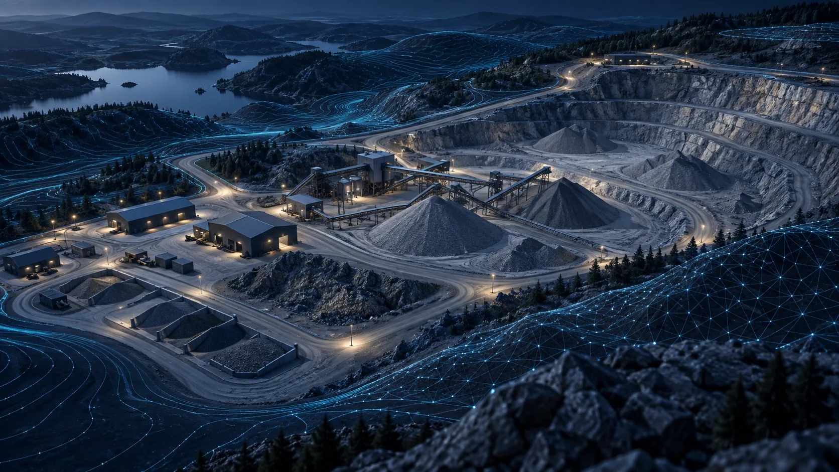 AI-generated aerial mapping & 3d modeling concept; not a captured project